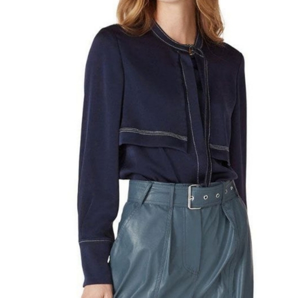 Tops - Navy Blouse with Blue